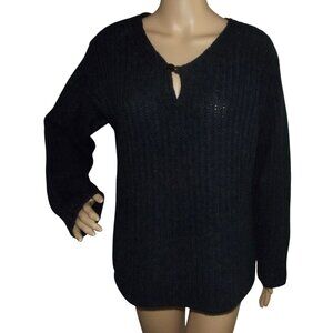 Woolrich Sweater Womens Size Small Navy Blue Pullover Wool Blend keyhole button